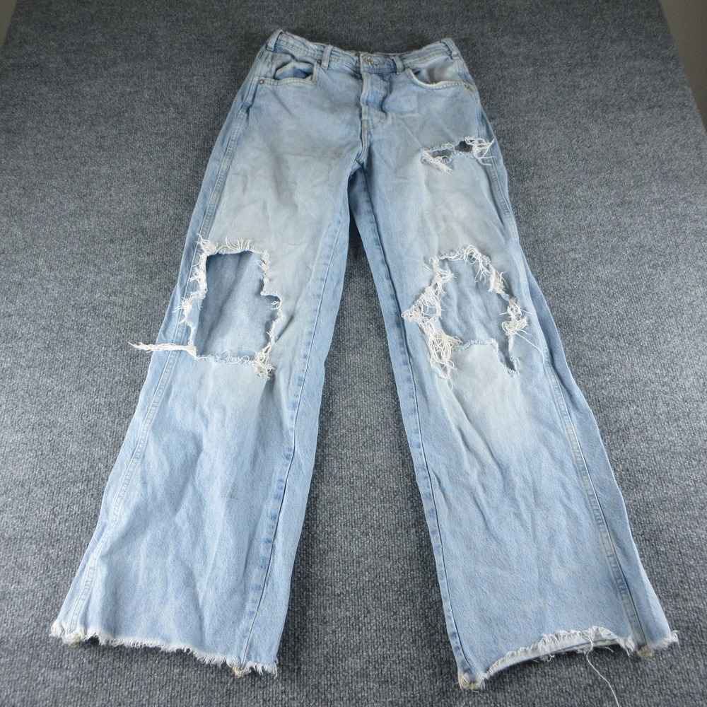 Free People Jeans Womens 24 Blue Light Wash Distressed‎ Straight Denim Casual
